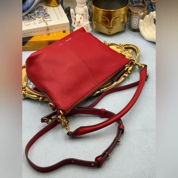 🆕 OROTON 🧿 NWOT Lily Zip Top Leather Crossbody, Red - Picture 9 of 16